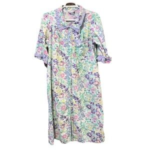 Vintage Floral Snap House Dress Muumuu Medium